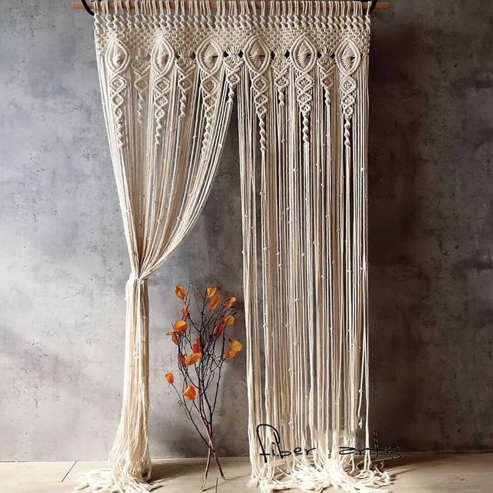 Macrame Curtain Wall Hanging Handmade Boho Curtains for Wedding Backdrop Arch